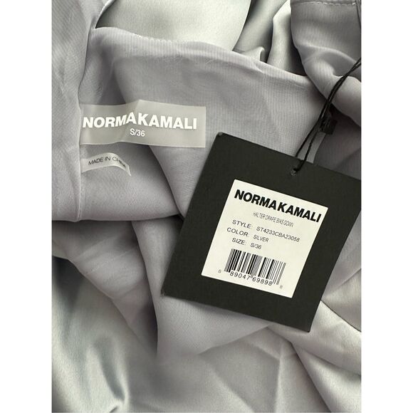 NWT Norma Kamali Halter Drape Bias Gown in Silver Size S $325 - Picture 11 of 11